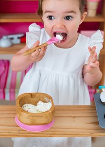 ECO RASCALS ECORASCALS* Miseczka Bambusowa głęboka różowa z przyssawką i łyżeczką 2