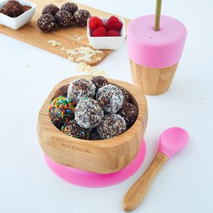 ECO RASCALS ECORASCALS* Miseczka Bambusowa głęboka różowa z przyssawką i łyżeczką 3