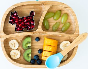 ECO RASCALS ECORASCALS* Miseczka trójdzielna Bambusowa niebieska z przyssawką 3