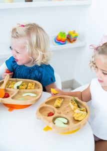 ECO RASCALS ECORASCALS Zestaw bambusowy miseczka trójdzielna, głęboka i duży kubek niebieski w opakowaniu prezentowym 4