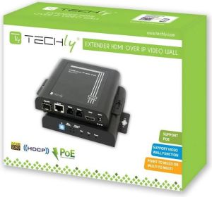 System przekazu sygnału AV Techly Odbiornik ekstendera HDMI po skrętce, RJ45 PoE, TV Wall (20515) 2