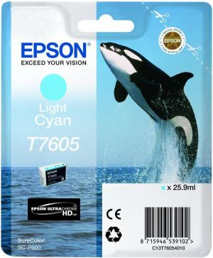 Tusz Epson Tusz T7605 Light Cyan UltraChrome HD (C13T76054010) 1