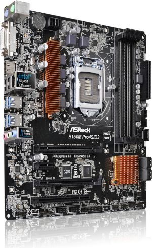 Płyta główna ASRock B150M PRO4S/D3, B150, DualDDR3-1600, SATA3, HDMI, DVI, mATX (B150M PRO4S/D3) 2