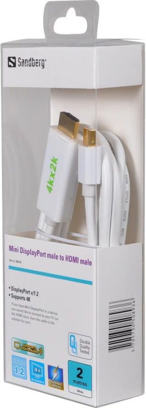 Kabel Sandberg DisplayPort Mini - HDMI 2m biały (508-93) 2