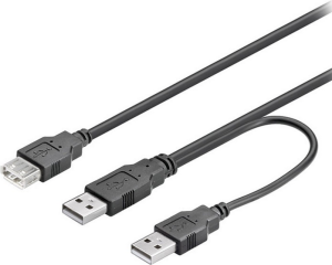 Kabel USB 2x USB-A - 0.3 m Czarny (93353) 1
