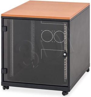 Szafa TRITON Z blatem, na kółkach, 12U, 600x800mm, przeszklone drzwi, kolor czarny RAL9005 (BXAT15-0031-06) 1