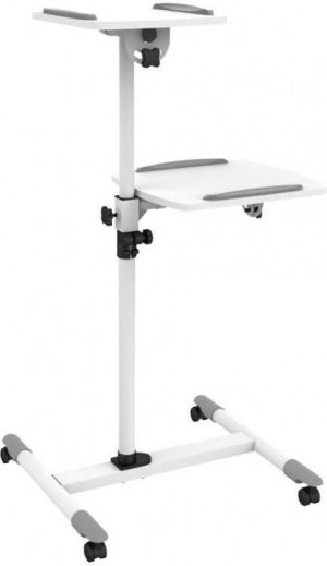 Techly Uniwersalny mobilny stolik z dwiema półkami Biały (309593) 1