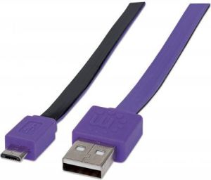 Kabel USB Manhattan USB-A - microUSB 1 m Fioletowy (391368) 1