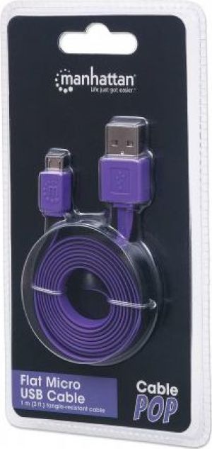 Kabel USB Manhattan USB-A - microUSB 1 m Fioletowy (391368) 2