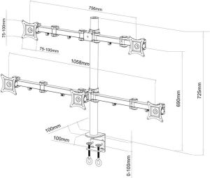 Art Uchwyt biurkowy na 5 monitorów 13" - 20" L-05 (RAMART L-05) 2