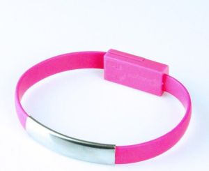 Kabel USB Global Technology USB microUSB Bransoletka, Różowy (5901836979049) 1