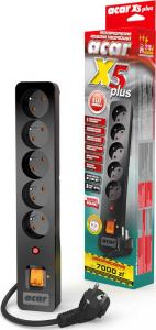 Listwa zasilająca Acar X5 Plus przeciwprzepięciowa 5 gniazd 5 m czarna (W0166) 3