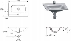 Umywalka Cersanit K116-042 UMYWALKA WPUSZCZANA W BLAT MODUO 50 BOX // CE.KRMO.U-WPUSZCZ-50 3