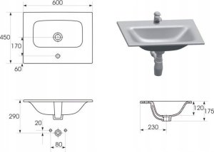 Umywalka Cersanit K116-042 UMYWALKA WPUSZCZANA W BLAT MODUO 50 BOX // CE.KRMO.U-WPUSZCZ-50 4