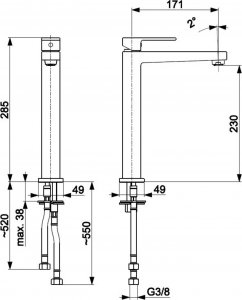 Bateria umywalkowa KFA Logon stojąca chrom (5132-612-00) 4