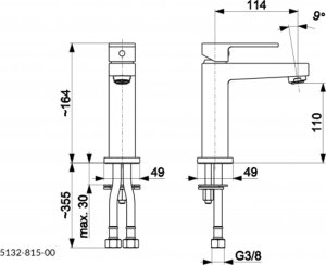 Bateria umywalkowa KFA Logon stojąca czarny (5132-815-81) 7