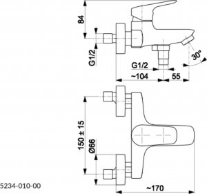 Bateria wannowa KFA Abasha ścienne chrom (5234-010-00) 4