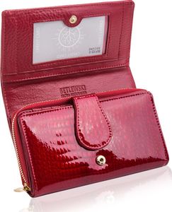 Betlewski BETLEWSKI Skórzany portfel damski CROCO 4