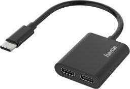 Adapter USB Hama USB-C - USB-C x2 Czarny  (002003210000) 1