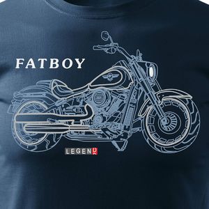 Topslang Koszulka motocyklowa z motocyklem HARLEY DAVIDSON FATBOY męska granatowa SLIM S 2
