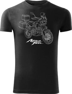 Topslang Koszulka motocyklowa z motocyklem Honda Africa Twin męska czarna SLIM L 1