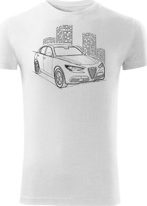Topslang Koszulka z samochodem Alfa Romeo Stelvio męska biała SLIM XL 1