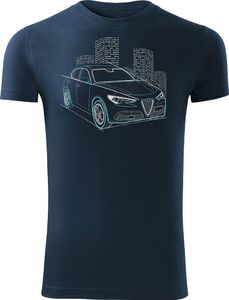 Topslang Koszulka z samochodem Alfa Romeo Stelvio męska granatowa SLIM S 1