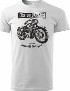 Topslang Koszulka motocyklowa z motocyklem Cafe Racer męska biała REGULAR S 1