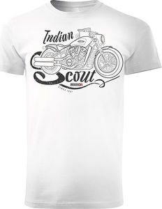 Topslang Koszulka motocyklowa z motocyklem Indian Scout męska biała REGULAR S 1