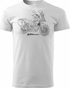 Topslang Koszulka motocyklowa z motocyklem Suzuki V-strom DL-650 męska biała REGULAR XL 1