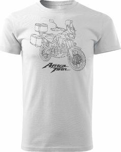 Topslang Koszulka motocyklowa z motocyklem Honda Africa Twin męska biała REGULAR S 1