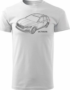 Topslang Koszulka z samochodem Skoda Octavia męska biała REGULAR S 1