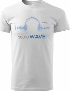 Topslang Koszulka słuchawki Music Sound Wave męska biała REGULAR S 1