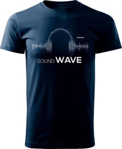 Topslang Koszulka słuchawki Music Sound Wave męska granatowa REGULAR S 1