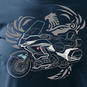 Topslang Koszulka motocyklowa z motocyklem Honda Goldwing męska granat REGULAR XL 2