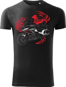 Topslang Koszulka motocyklowa z motocyklem Honda Goldwing męska czarna SLIM S 1