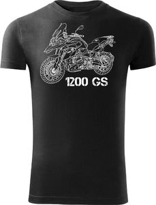 Topslang Koszulka motocyklowa z motocyklem BMW GS 1200 męska czarna SLIM XXL 1