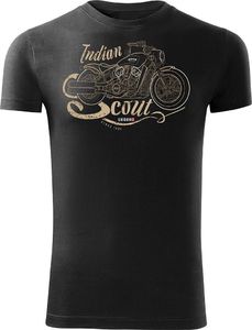 Topslang Koszulka motocyklowa z motocyklem Indian Scout męska czarna SLIM S 1