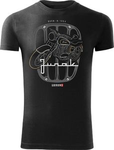 Topslang Koszulka motocyklowa z motocyklem Junak męska czarna SLIM XL 1