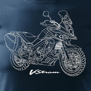 Topslang Koszulka motocyklowa z motocyklem Suzuki V-strom DL-650 męska granatowa SLIM L 2