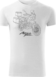 Topslang Koszulka motocyklowa z motocyklem Honda Africa Twin męska biała SLIM S 1