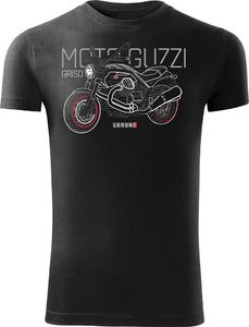 Topslang Koszulka motocyklowa z motocyklem Moto Guzzi Griso męska czarna SLIM S 1