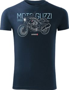 Topslang Koszulka motocyklowa z motocyklem Moto Guzzi Griso męska granatowa SLIM S 1