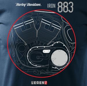 Topslang Koszulka motocyklowa z motocyklem Harley Davidson Iron 883 męska granatowa SLIM L 2