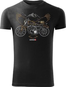 Topslang Koszulka motocyklowa z motocyklem Harley Davidson Iron 883 męska czarna SLIM S 1