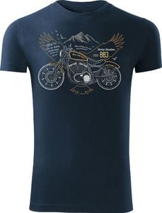Topslang Koszulka motocyklowa z motocyklem Harley Davidson Iron 883 męska granatowa SLIM S 1