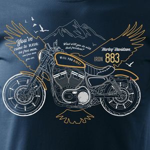 Topslang Koszulka motocyklowa z motocyklem Harley Davidson Iron 883 męska granatowa SLIM L 2