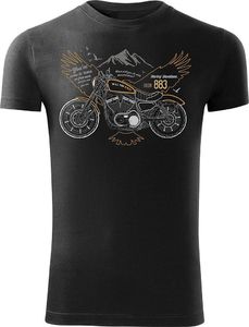 Topslang Koszulka motocyklowa z motocyklem Harley Davidson Iron 883 męska czarna SLIM S 1