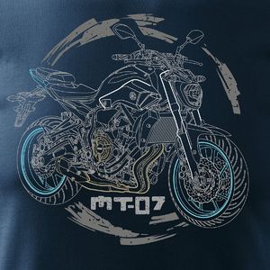 Topslang Koszulka motocyklowa z motocyklem Yamaha MT-07 męska granatowa SLIM S 2