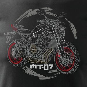 Topslang Koszulka motocyklowa z motocyklem Yamaha MT-07 męska czarna SLIM S 2